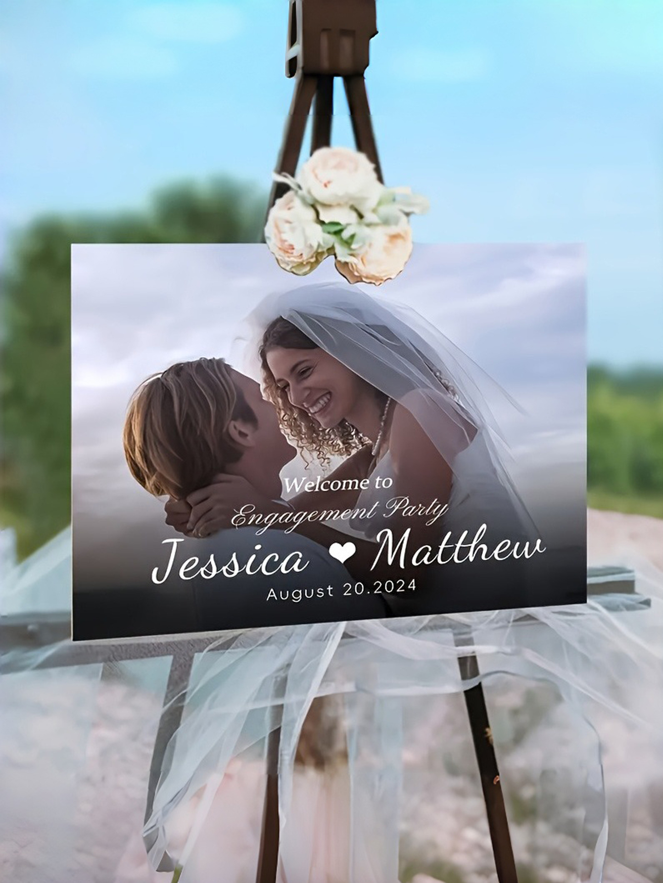 Flat Custom PVC Wedding Welcome Sign - Personalized Bride and Groom Photo Display